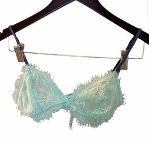 Free People Blue Lace Unlined Bra Womens Size XS